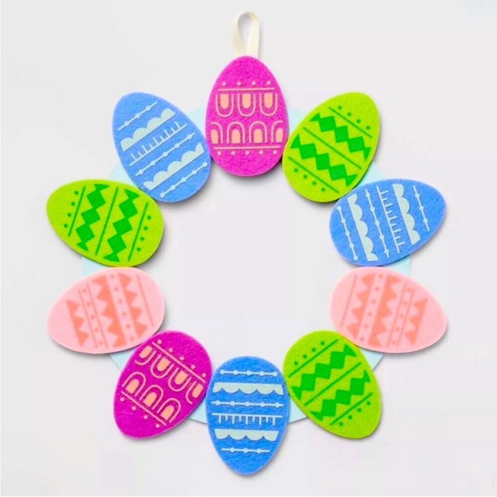 NWT Target Spritz Easter Spring Felt Colorful Egg 14" Wreath Hanging Decor